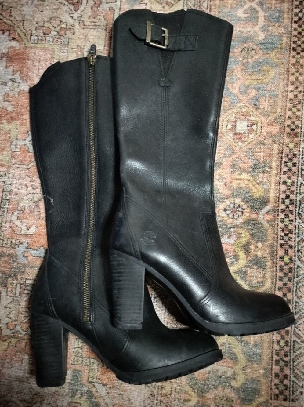 NEW Timberland Waterproof Earthkeepers Black Leather 3.25" Heel Knee Boots - 6.5